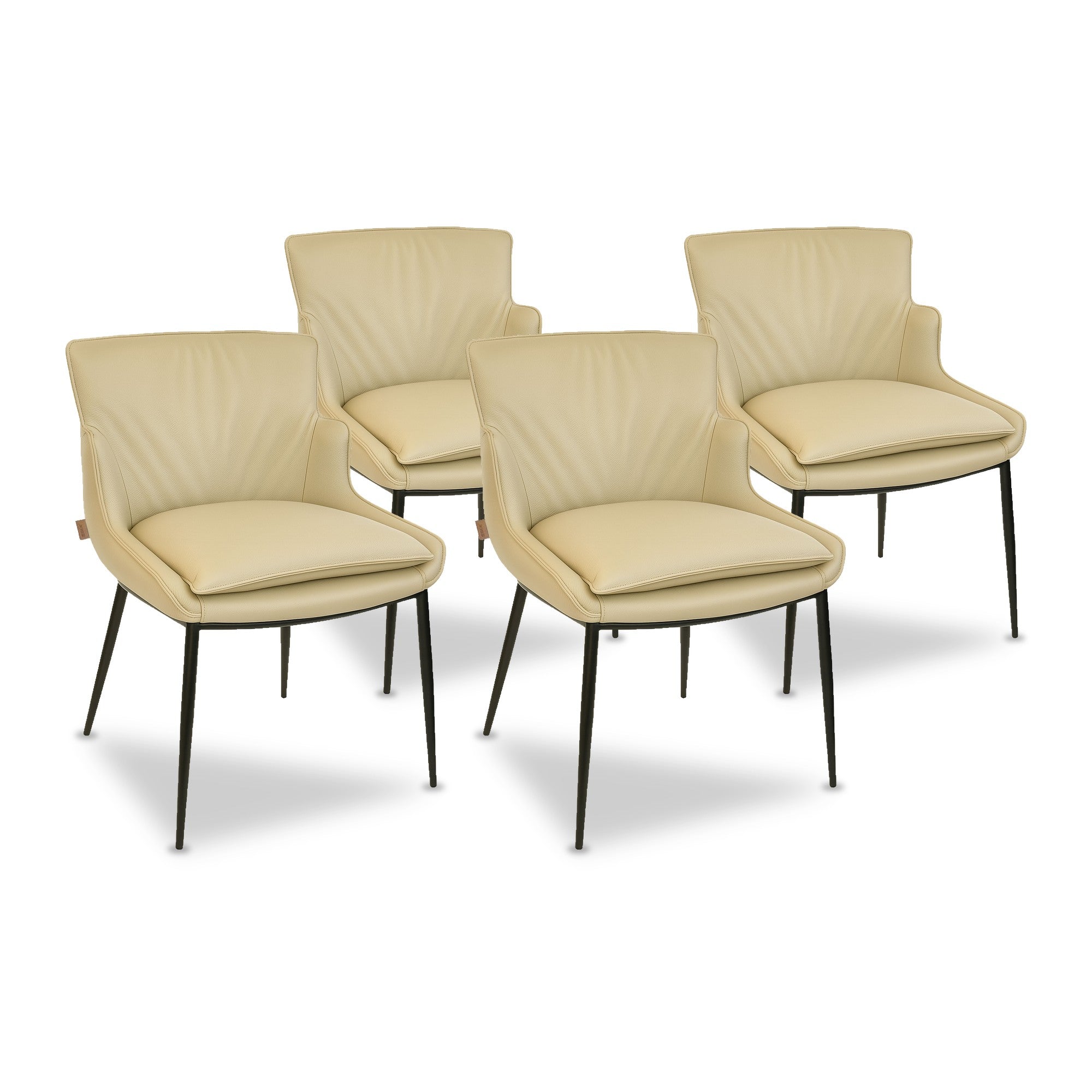 SIX Lederstuhl Lusso Sand, Metall – 4er-Set