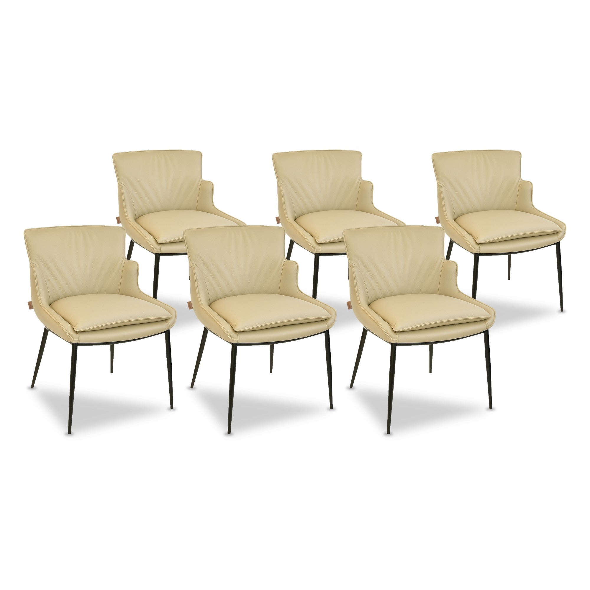 SIX Lederstuhl Lusso Sand, Metall – 6er-Set
