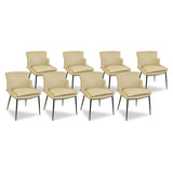 SIX Lederstuhl Lusso Sand, Metall – 8er-Set