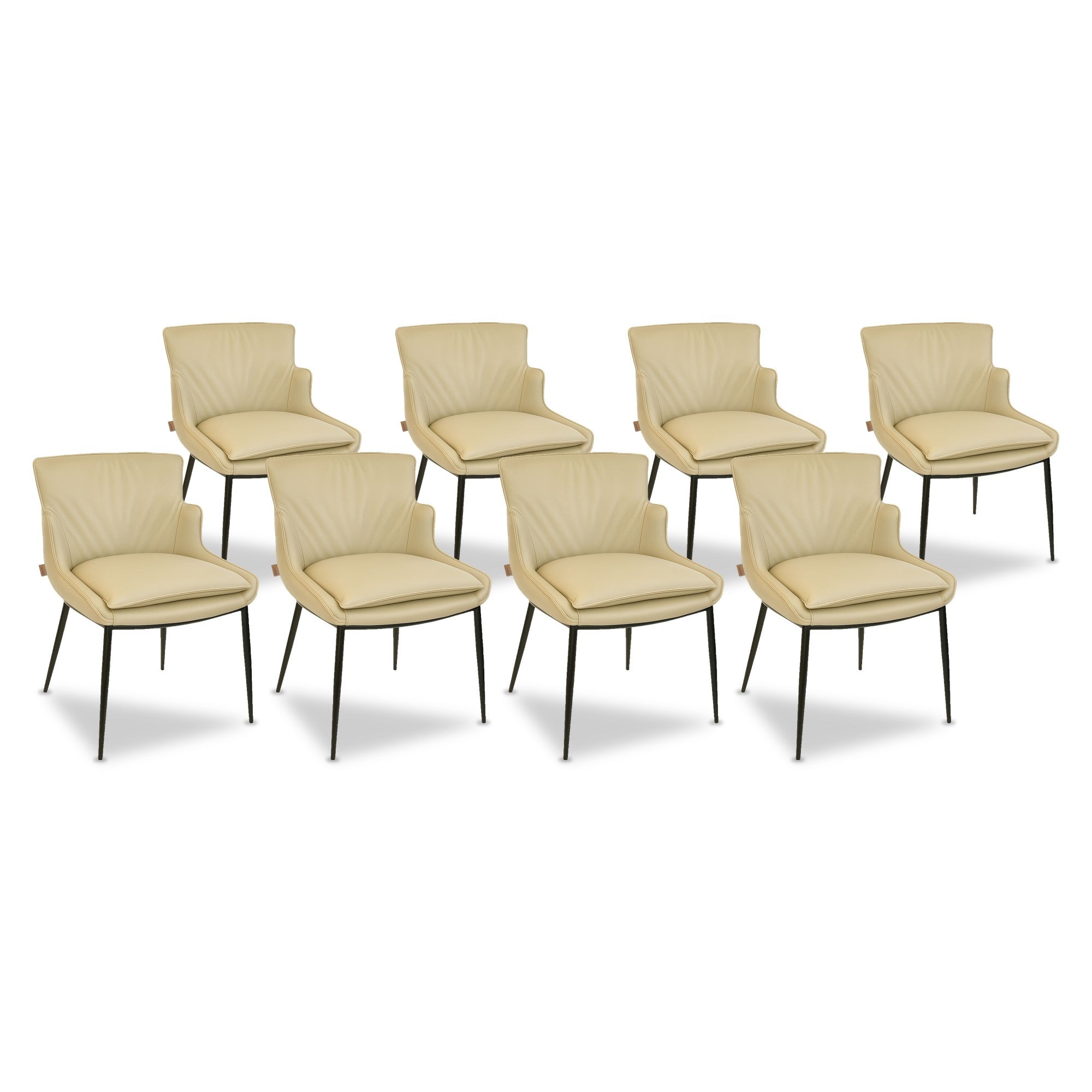 SIX Lederstuhl Lusso Sand, Metall – 8er-Set