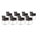 SIX Armlehnstuhl Lederstuhl Ledersessel Ricco Braun, Edelstahl – 8er-Set