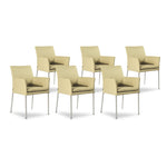 SIX Armlehnstuhl Lederstuhl Ledersessel Ricco Sand, Edelstahl – 6er-Set