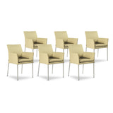 SIX Armlehnstuhl Lederstuhl Ledersessel Ricco Sand, Edelstahl – 6er-Set