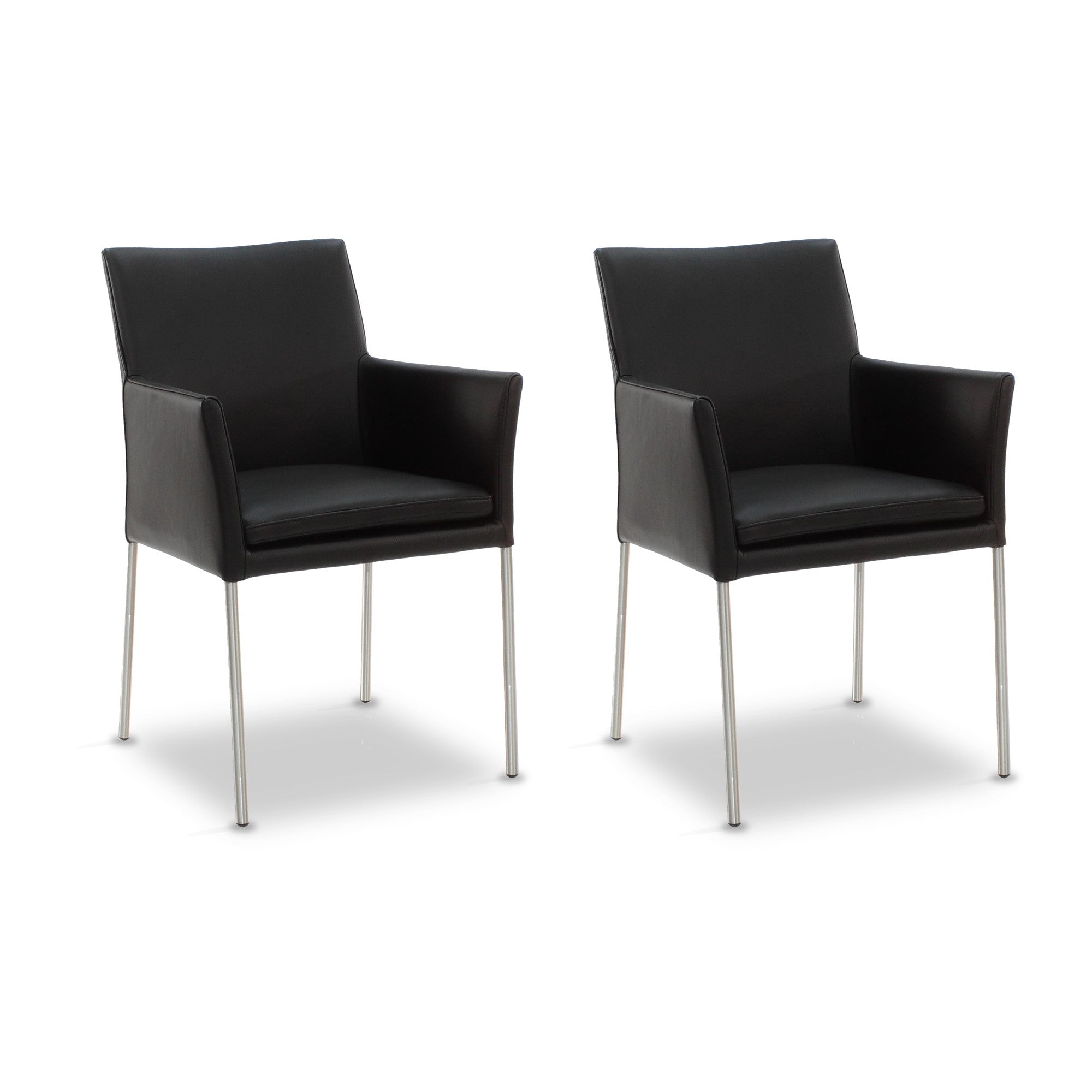 SIX Armlehnstuhl Sessel Ricco Esszimmerstühle Schwarz, Edelstahl – 2er-Set