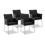 SIX Armlehnstuhl Sessel Ricco Esszimmerstühle Schwarz, Edelstahl – 4er-Set