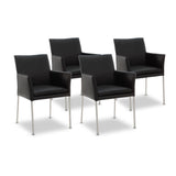 SIX Armlehnstuhl Sessel Ricco Esszimmerstühle Schwarz, Edelstahl – 4er-Set