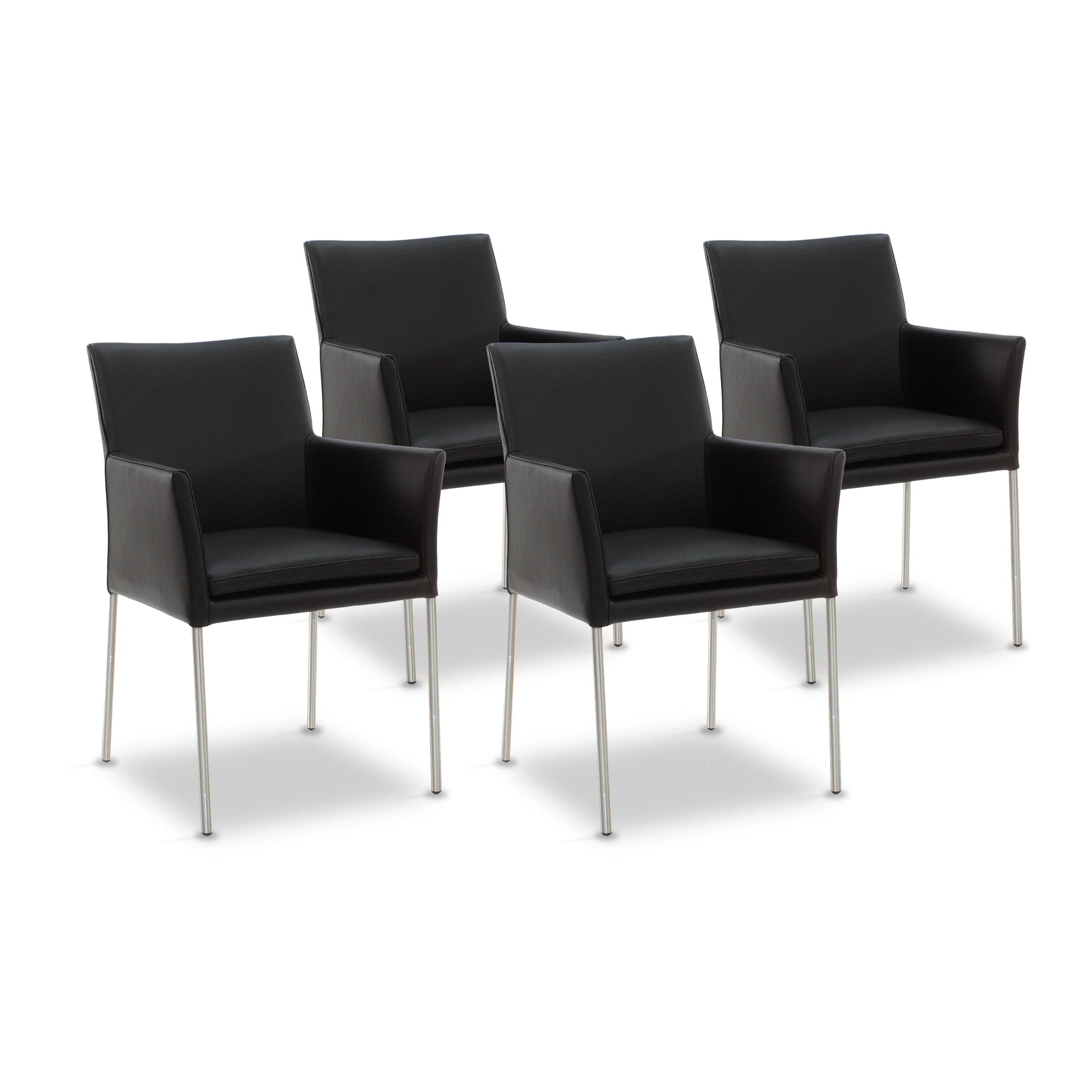 SIX Armlehnstuhl Sessel Ricco Esszimmerstühle Schwarz, Edelstahl – 4er-Set