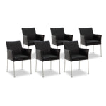 SIX Armlehnstuhl Sessel Ricco Esszimmerstühle Schwarz, Edelstahl – 6er-Set