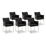 SIX Armlehnstuhl Sessel Ricco Esszimmerstühle Schwarz, Edelstahl – 6er-Set