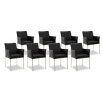 SIX Armlehnstuhl Sessel Ricco Esszimmerstühle Schwarz, Edelstahl – 8er-Set