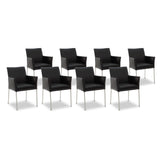 SIX Armlehnstuhl Sessel Ricco Esszimmerstühle Schwarz, Edelstahl – 8er-Set