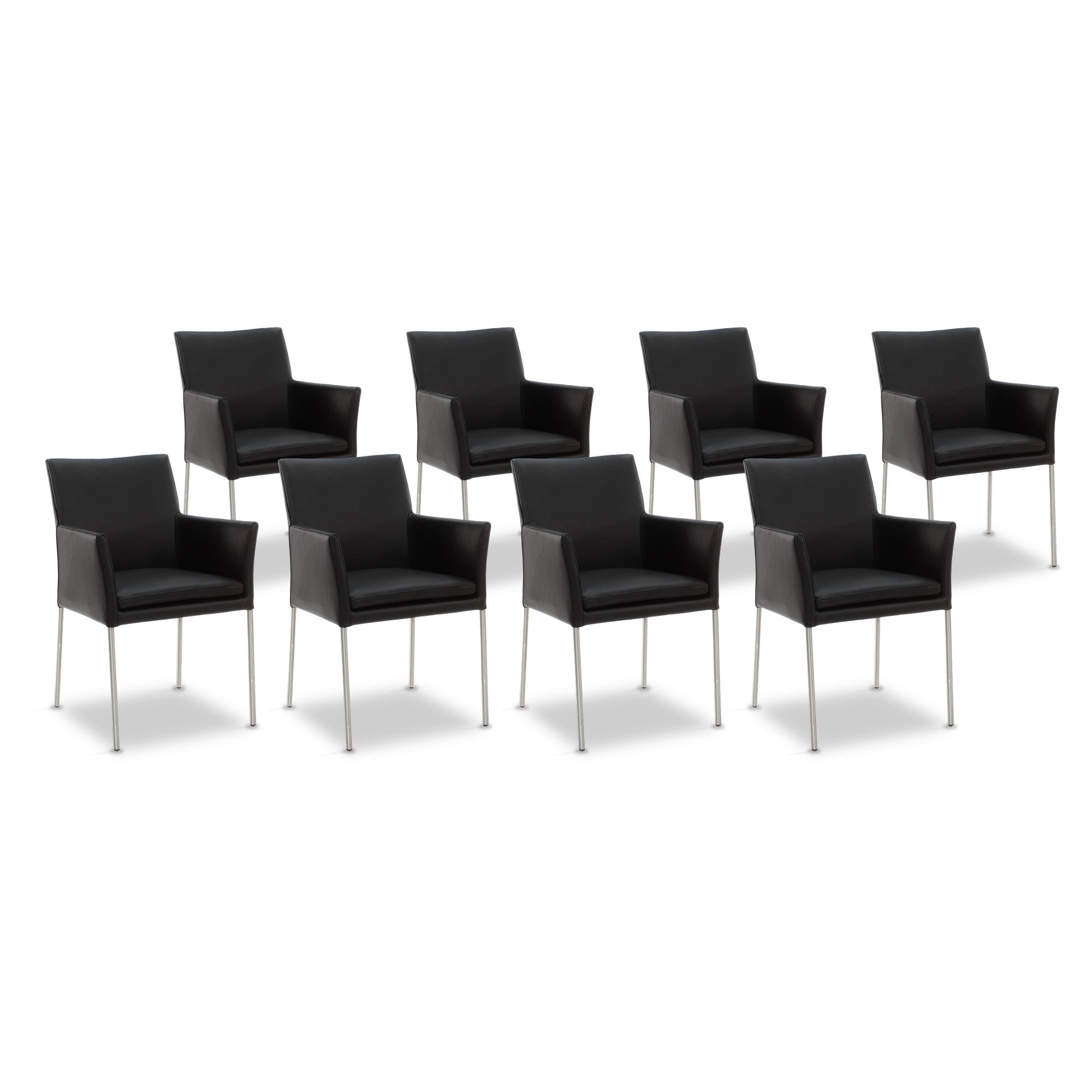 SIX Armlehnstuhl Sessel Ricco Esszimmerstühle Schwarz, Edelstahl – 8er-Set