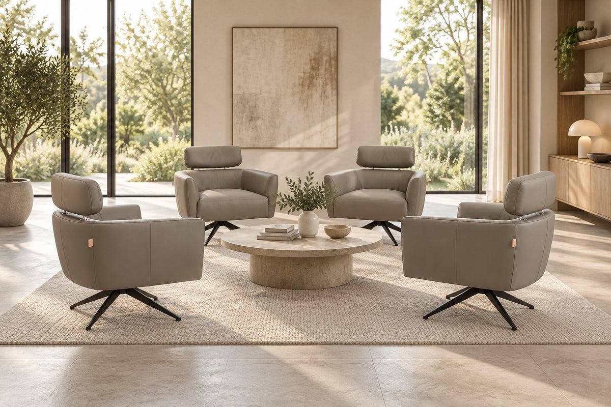 Fauteuil en cuir SIX Elito gris, métal – lot de 4