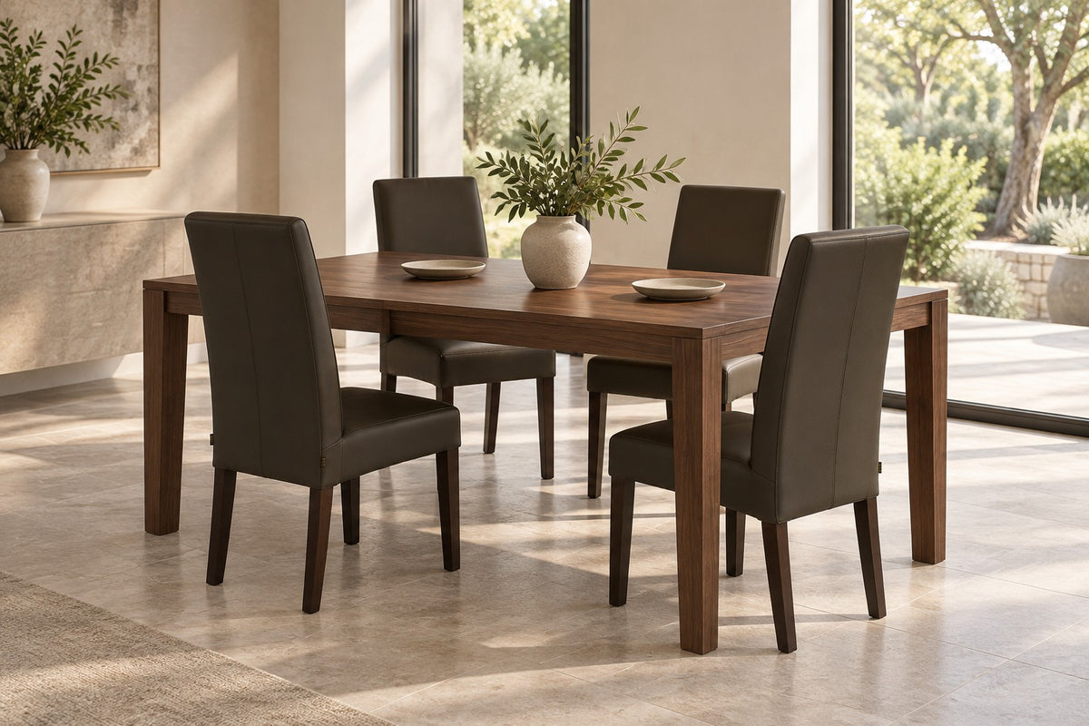 SIX leather chair Bambi dark brown, hardwood (wenge) – set of 4