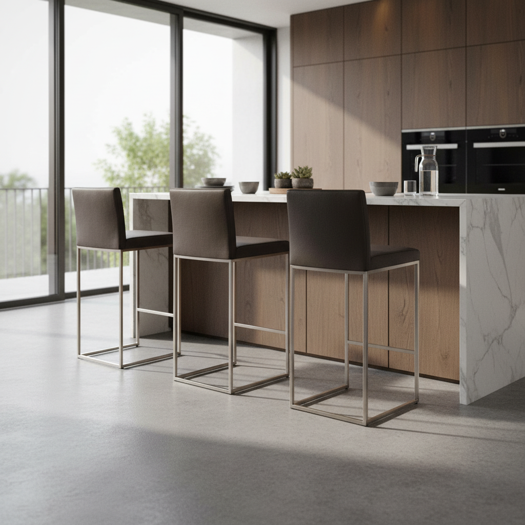 SIX Barhocker Cuci Rindsleder Braun Edelstahl