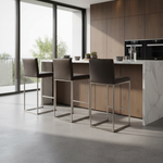 SIX Barhocker Cuci Rindsleder Braun Edelstahl