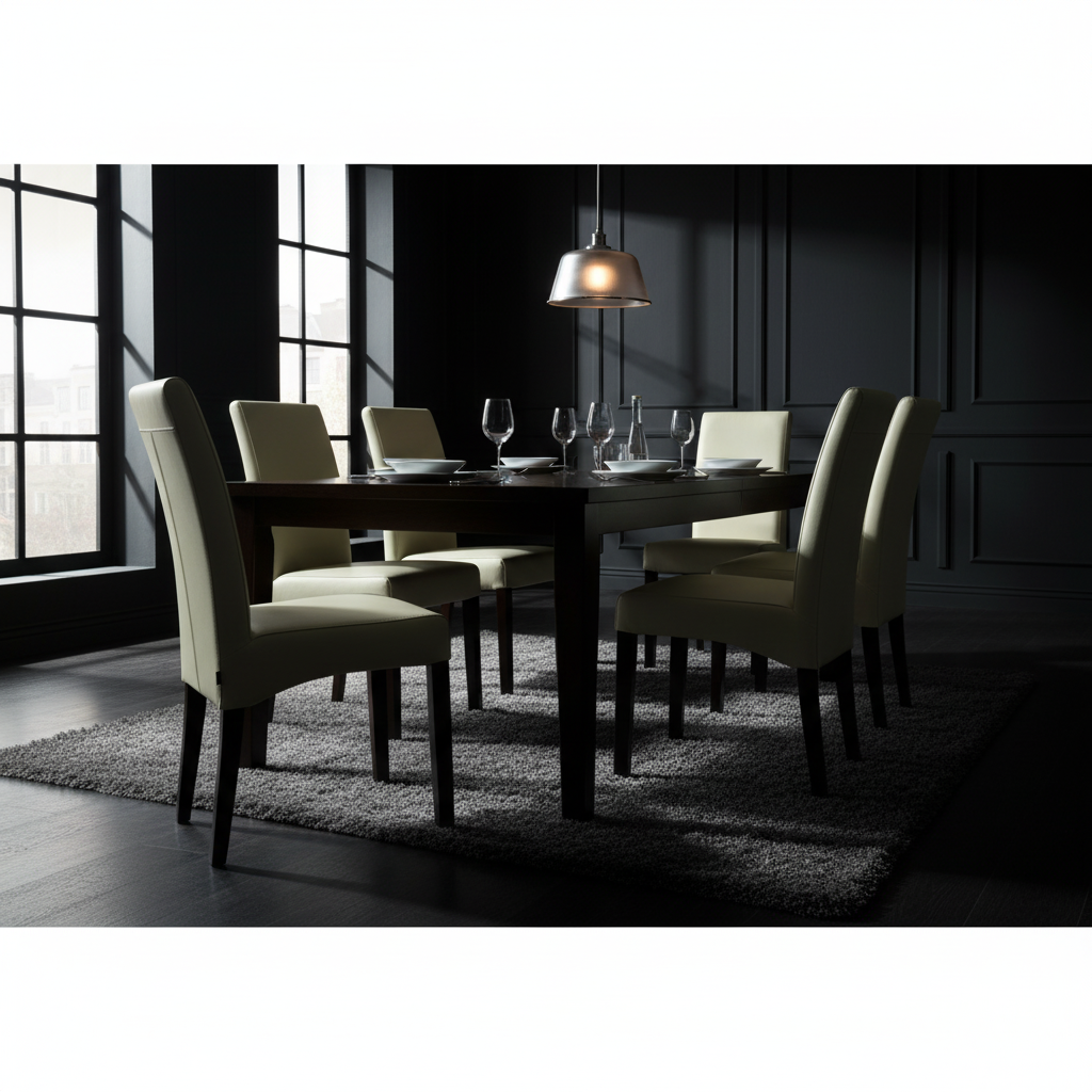 SIX Lederstuhl Bambi Creme Weiß, Hartholz (Wenge)