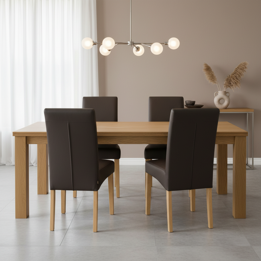 SIX Lederstuhl Bambi Dunkelbraun, Eiche